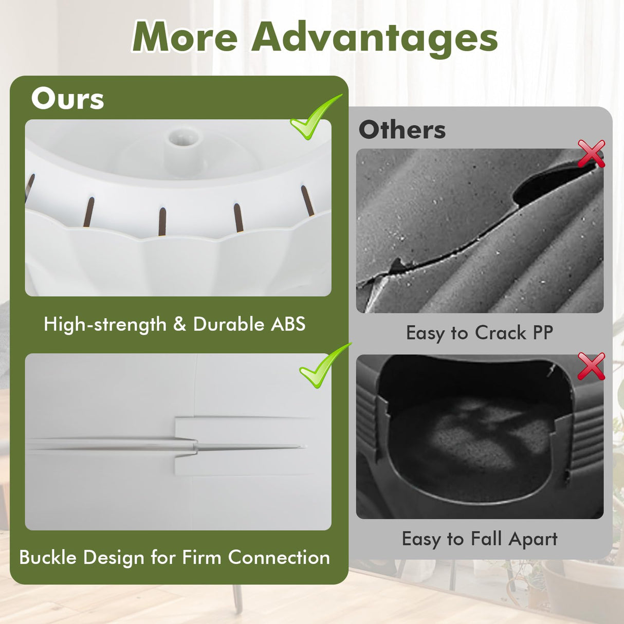 PETSITE White Plant Litter Box, Cat Hidden Litter Box Enclosure with Artificial Plant, Advanced Odor Removal System, Detachable Door Curtain, Cat Litter Scoop, Large Planter Litter Box PETSITE