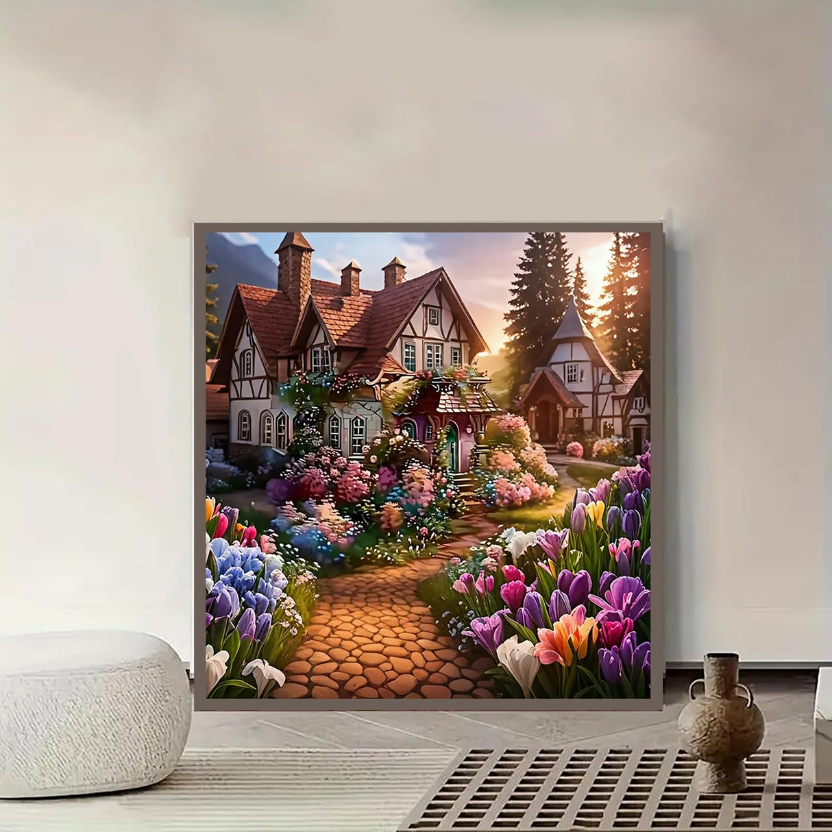 GXGLLPZBY 5D Diamond Painting Kit for Adults Beginners,DIY House Flower Paint by Diamond Art Kits,Suitability Friends Full Round Drill Diamonds Dots Gem Art,Home Wall Decor 13.78x13.78 Inch GXGLLPZBY