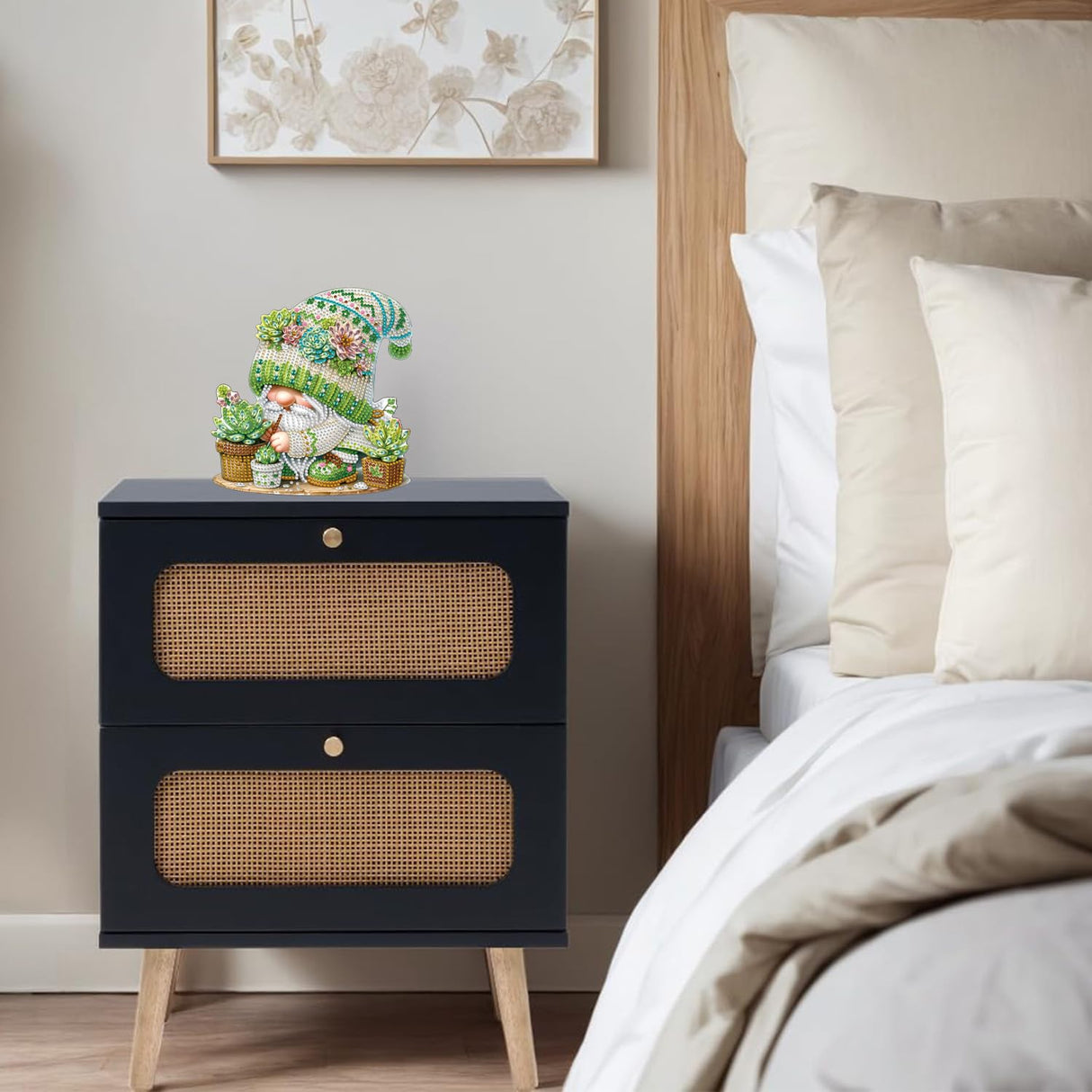 Succulents Gnome Tabletop Diamond Art Painting - DIY Diamond Art Kits for Adults Figurines Special Shaped Rhinestone Gem Art Statues, 5D Painting with Diamond Dots Sculpture Ornaments for Beginner Baipisan