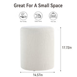 Get Set Style Modern Round Ottoman with Soft Padded Seat, Multifunctional Vanity Chairs for Makeup, Upholstered Footrest Stool Ottoman Foot Stool for Living Room, Bedroom, boucle, White Get Set Style