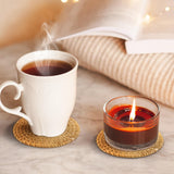 6pcs Handmade Rattan Coasters with Holder, Natural Wicker Boho Coasters Set, Heat-resistant Drink Coasters for Coffee Table Housewarming Gifts Hot Drinking Home Decor Protecting Table ANPHSIN