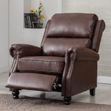 CANMOV Pushback Recliner Chair Set of 2，Leather Armchair Push Back Recliner with Rivet Decoration Single Sofa Accent Chair for Living Room, Reddish Brown CANMOV