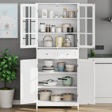 BOTLOG 71" Kitchen Pantry Storage Cabinet, Tall Pantry Cabinet with 6 Shelves, 2 Drawers, Storage Cabinet with 4 Doors, for Dining Room Kitchen, BOTLOG