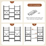 SUPERJARE Triple 4 Tier Bookshelf, Bookcase with 11 Open Display Shelves, Wide Book Shelf Book Case for Home & Office, Black SUPERJARE