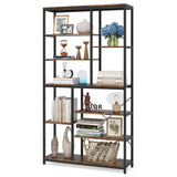 Tribesigns 79-Inch Tall Staggered 8-Tier Bookshelf in Black & Rustic Finish Tribesigns