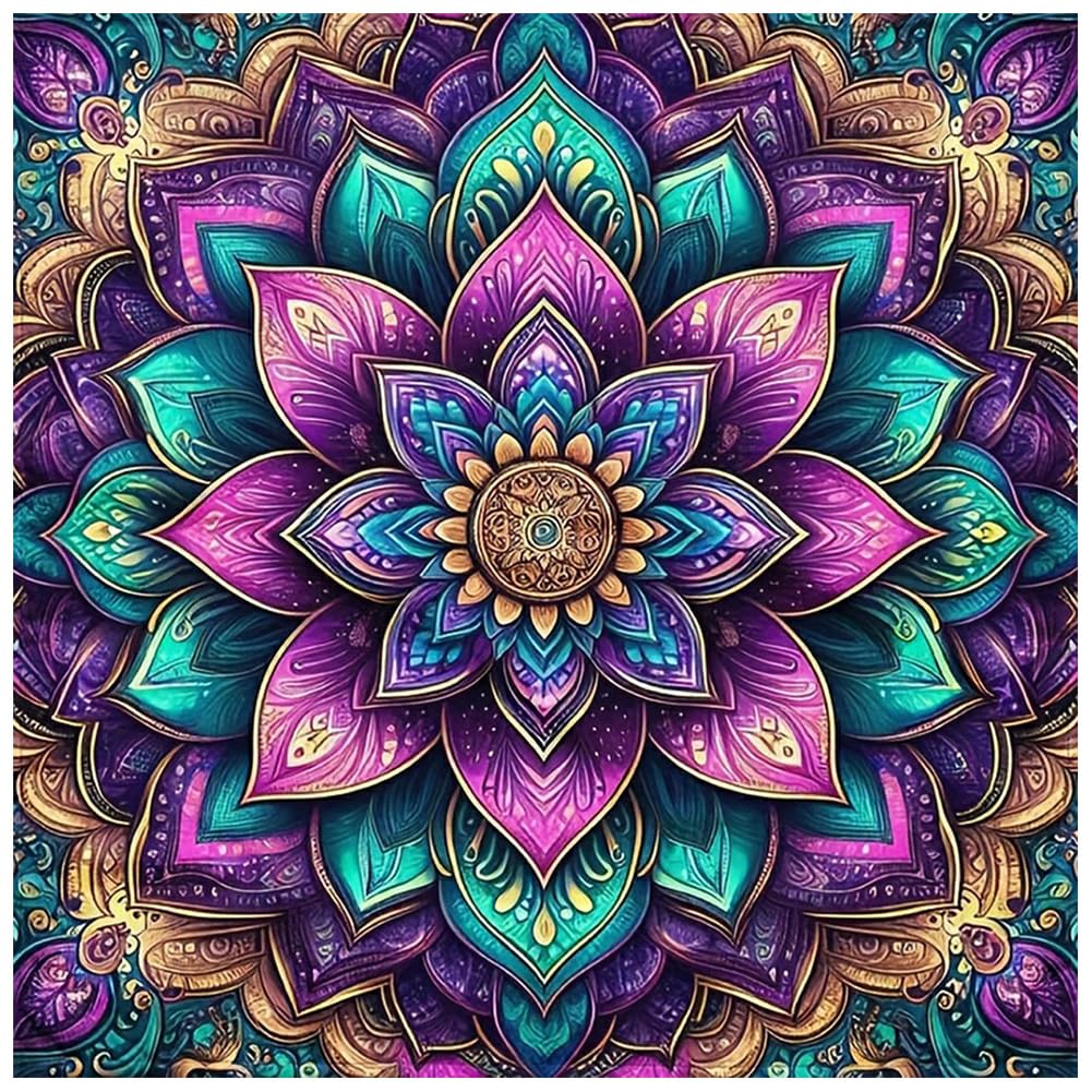 DIADAY 5D Mandala Diamond Painting Kits for Adults & Beginners, Diamond Art Kits, Full Drill Round Gems, DIY Dot Craft, Home Wall Decor Gift, 12x12 Inches DIADAY