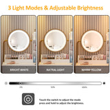 Makeup Vanity with Round Mirror and Lights, White Vanity Makeup Table with Charging Station, Small Vanity Table for Bedroom, 3 Lighting Modes, 31.5in(L) Vabches