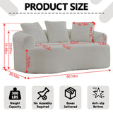 61" Curved Loveseat Sofa with 3 Pillows, Small Boneless Couch in a Box, Chenille Cloud Loveseat for Living Room Bedroom Small Space Apartment, Memory Foam, Modern, No Assembly (Green) Thctvous