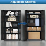 PEUKC Metal Garage Storage Cabinet, 71-inch Tall Storage Cabinet with Adjustable Shelves & Locking Doors, Tool Cabinets for Garage,Office,Home,School,Gym Storage (Black) PEUKC