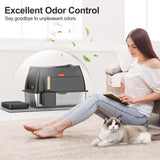 Stainless Steel Litter Box with Lid,Front Entry Top Exit Kitty LitterBox,Extra Large Enclosed Metal Cat Box with Litter Scoop & Litter Mat-Black Lobeve