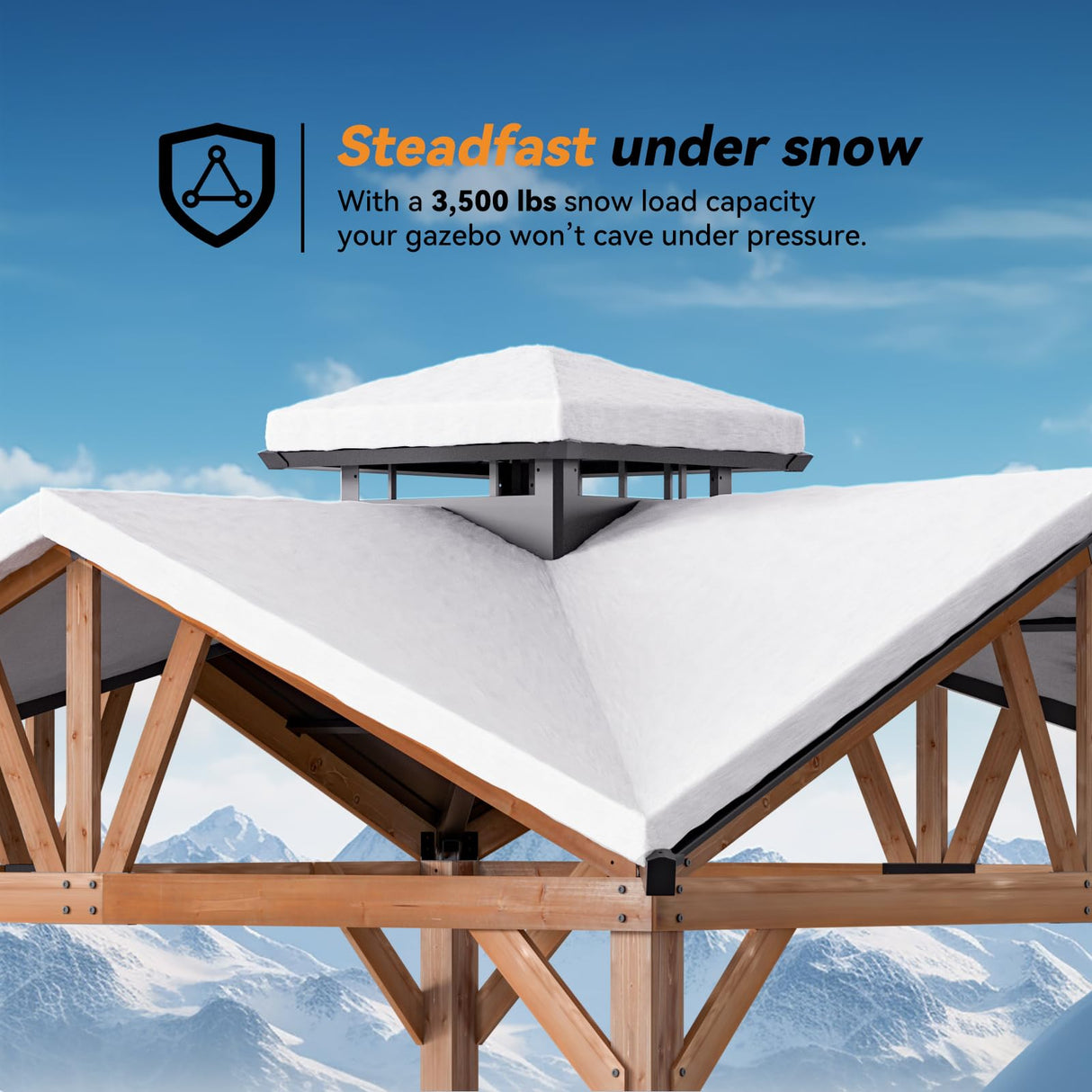 Modern Shade Wood Gazebo 12’x12’, Heavy Duty Hardtop Gazebo with Steel Roof, Water Resistant, Wind Resistant, Perfect for Your Permanent Outdoor Pavilion, Solid Wood Framed Gazebo, Cedar Gazebo Modern Shade Outdoor Living Spaces