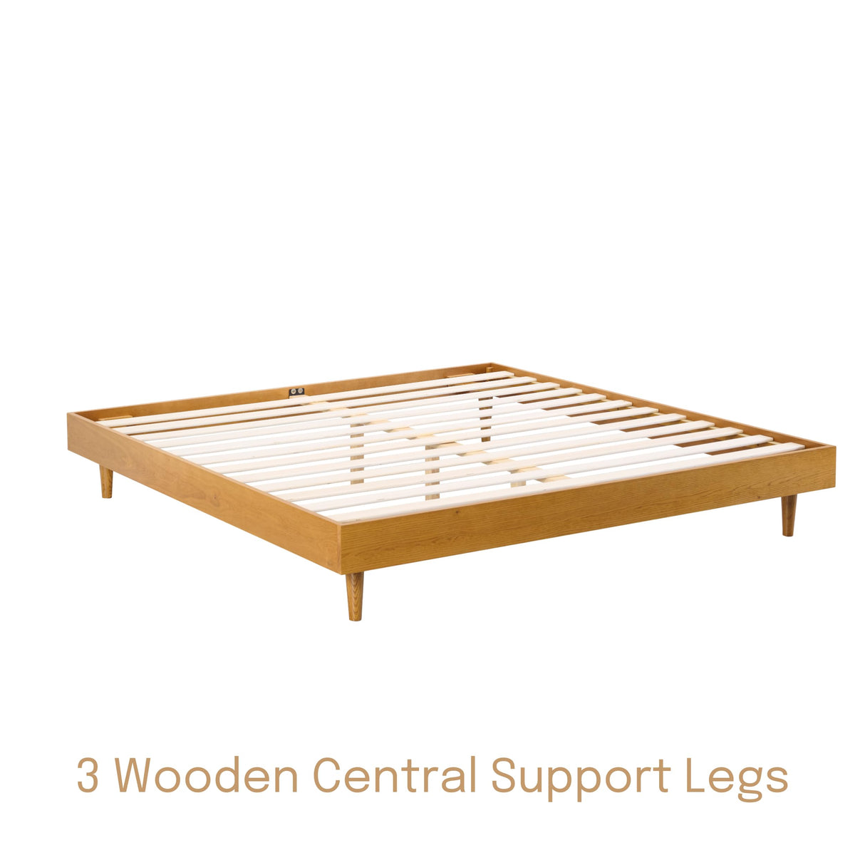 NTC Rustic Oak King Bed Frame – Solid Oak & Rubber Wood, Silent Slats, Effortless Assembly NTC