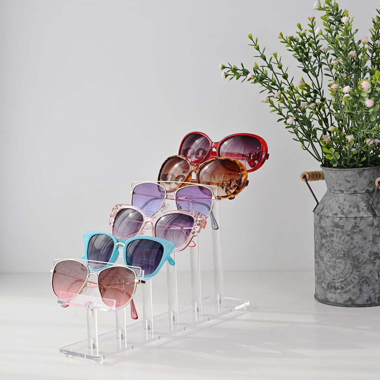 MOOCA 6 Tier Acrylic Eyeglasses Frame Stand, Sunglasses Rack, Sunglasses Stand Acrylic Sunglasses Display, Sunglasses Rack Holder, Acrylic Glass Display, Stylish Eyewear Organizer, 8”H MOOCA