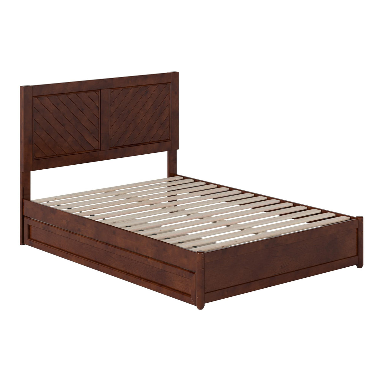 AFI, Clayton Full Platform Bed with Panel Footboard & Twin Trundle, Walnut AFI