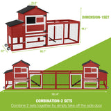 GUTINNEEN Chicken Coop Mobile Hen House On Wheels Easy to Move Wooden Poultry Cage with Nesting Box,Opening Wire Netting Roof,Red GUTINNEEN