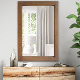 DAOYIJIAJU Rustic Wooden Framed Wall Mirror, Rectangle Wood Hanging Mirror, Farmhouse Wall Mirror for Bathroom Vanity Bedroom Living Room, Vertical or Horizontal Hanging, 36" x 24" DAOYIJIAJU