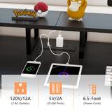 MUTUN Two Person Desk, 83.7 Inch Computer Office Double Desk with Monitor Stand and Power Outlets, Rustic Writing Desk Workstation with Shelves, Long Desk for Home Office, Black MUTUN