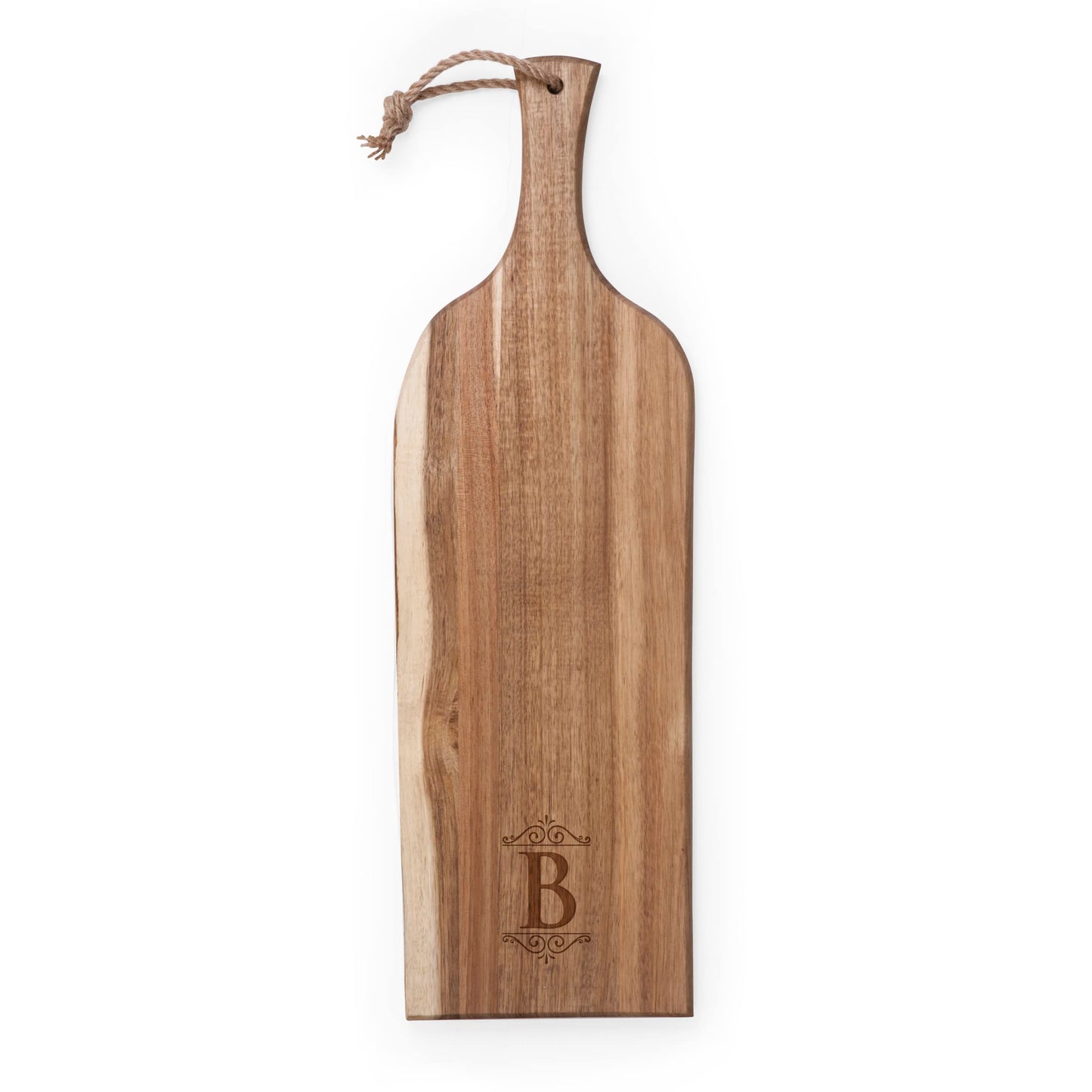 PICNIC TIME Monogram - B - Personalized Artisan 24" Acacia Charcuterie Board with Raw Wood Edge, Cheese Board, Serving Platter, (Acacia Wood) - WoodArtSupply