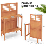 Toolsempire Garden Potting Bench Table, Folding Potting Bench Outdoor Workstation with Trellis & 2-Tier Shelves, Wood Potting Table for Outdoor, Deck, Balcony, Garden, Backyard Toolsempire