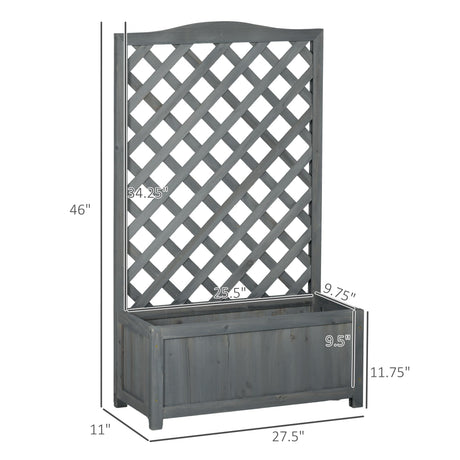 Outsunny Wooden Raised Garden Bed with Trellis, 46" Planter Box, to Grow Vegetables, Herbs, and Flowers for Backyard, Patio, Gray Outsunny