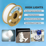 OVERTURE Tough PC Professional Filament, Cardboard Spool, 1kg(2.2lbs), Dimensional Accuracy Probability +/- 0.02mm, Fit Most FDM Printer (White) OVERTURE