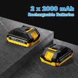 21V Electric Grease Gun with Battery*2, 12000 PSI Cordless Grease Gun Kit with Case & Accessories (Charger, Coupler Locks, tip, Hose, Cartridge Tube) Towiac