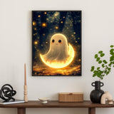 Halloween Diamond Art Kits for Adults Ghost, DIY 5D Diamond Painting Kit for Beginners Moon, Full Round Drill Gem Art Dots for Adults, Perfect for Home Wall Decor 12X16 Inch Okarina