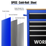 WORKPRO 42-Inch 7-Drawers Rolling Tool Chest, Mobile Tool Storage Cabinet with Wooden Top, Equipped with Casters, Handle, Drawer Liner, and Locking System, 1000 lbs Load Capacity WORKPRO