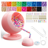 Aenebe Bead Spinner for Jewelry Making, 4500 PCS Clay Beads for Necklaces and Bracelets, Bracelet Spinner with 2 PCS Needles, DIY Arts and Crafts Birthday Gifts (Pink) Aenebe