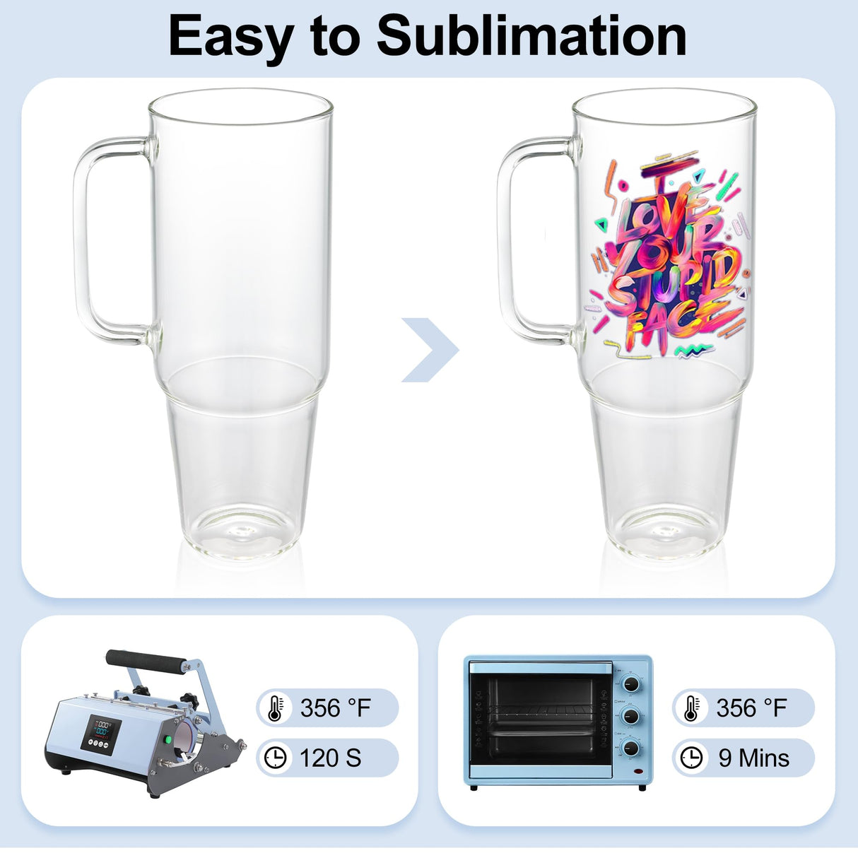 Laosh 40 oz Sublimation Glass Tumbler with Handle, Clear Tumblers with Lid and Straw, 40oz Large Capacity Drinking Glass Cups Bulk for Smoothie, Beer, Coffee, Tea, Milk, soda, water - 4 Pack Laosh