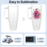 Laosh 40 oz Sublimation Glass Tumbler with Handle, Clear Tumblers with Lid and Straw, 40oz Large Capacity Drinking Glass Cups Bulk for Smoothie, Beer, Coffee, Tea, Milk, soda, water - 4 Pack Laosh