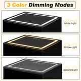 EROMMY LED Nightstand with Wireless Charging Station, Smart Night Stand with Color Adjustable Brightness Lights, Touch Screen Bedside Table with Glass Top, Drawers, Side Table for Bedroom EROMMY