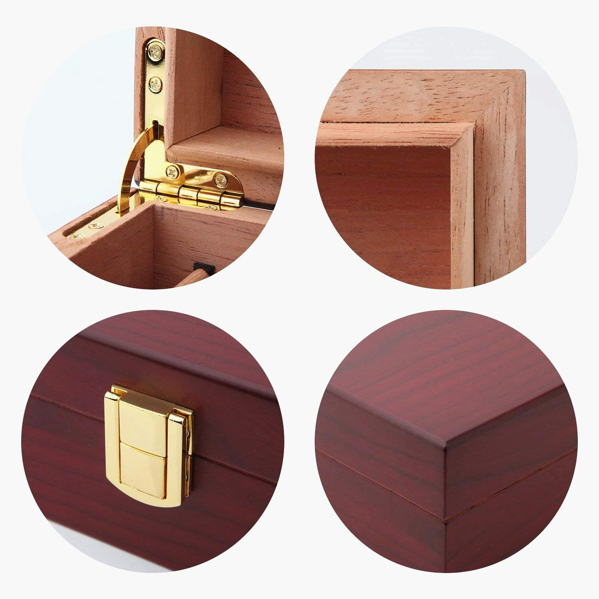 Handmade Cigar Humidor Cigar Box Wood Humidor Holds 10-20 Cigars Desktop Box Humidor with Hygrometer and Humidifier Front-Mount Clasp Lock Bald Eagle