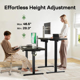 Marsail 63 x 30 Electric Standing Desk with One-Piece Desktop, Sit Stand Desk with Thickened Tabletop, Height Adjustable Stand Up Desk with Cable Management for Home Office(Frame+Desktop, 2 Packages) Marsail