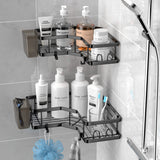 AKTECKE Corner Shower Caddy, 2 Pack Adhesive Shower Corner Organizer Shelves, No Drilling Stainless Steel Shower Storage Rack with Hooks&Toothpaste Holder for Bathroom, Dorm and Kitchen AKTECKE