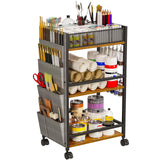 3 Tier Rolling Craft Cart & Art Cart | Side Partitioned Paint Brush Holder | Art Supply Storage Organizer with Wheels | Rolling Storage Cart for Standing Desk, Drawing & Craft Room, DIY Workshop,Gift Eyteenokk