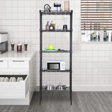 Adjustable NSF-Certified Metal Shelf Wire Shelving Unit Storage for Small Places Restaurant Garage Pantry Kitchen Garage Rack (Black, 16.7L×11.8W×47.6H) BestOffice