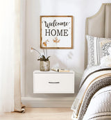 Filano Floating Nightstand Shelf with Drawer, Bedside Shelf Wall Mounted Nightstand, White Bed Side Table/Night Stand with Drawer, Small Wall Shelves for Bedroom Modern Decor Filano