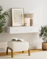 Aienvey Floating nightstand, Floating Shelf with Drawer, Wall Mounted Nightstand, Floating Bedside Table (White) Aienvey