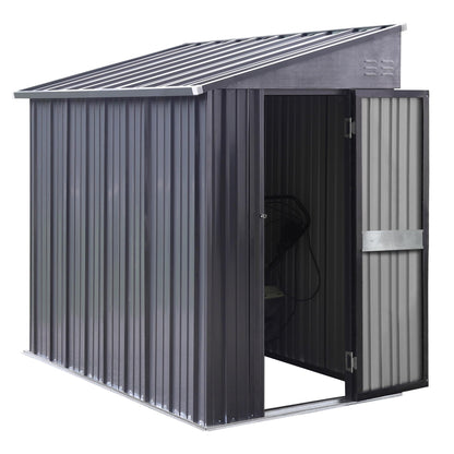 MUPATER 4x8 FT Outdoor Storage Shed with Lockable Door, Metal Lean to Shed Garden Tool Storage Shed House, Storage Shed Kit for Patio, Backyard, Lawn, Grey - WoodArtSupply