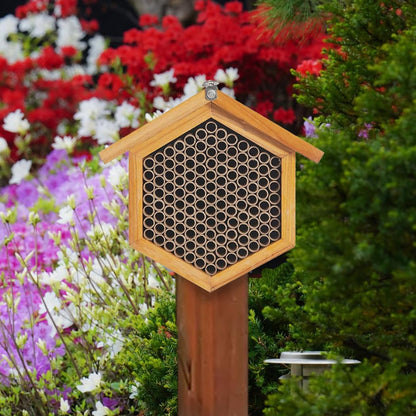 Mason Bee House Wax Coated Bee House，Carpenter Bee Hotel for The Garden,Pollinator House Waterproof, Natural Handmade Wooden Mason Bee Hotel for Pollinating Bees Garden Supplies,Attracts Peac - WoodArtSupply