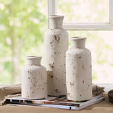 SIDUCAL Ceramic Rustic Farmhouse Vase Set of 3, Whitewashed Terracotta Vase, Pottery Vase,Clay Decorative Vases for Home Decor, Living Room, Shelf, Mantel Decoration(Rustic White) SIDUCAL