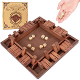 Shut The Box Game Wooden 4 Player, Classic Board Game for Kids & Adults, Educational Math Learning Toy, Table Dice Game for The Party Family or Bar - 12 Inch with 8 Dice WOOD CITY