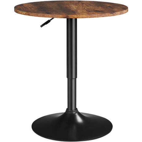 Yaheetech Round Pub Table Height Adjustable with 360 Swivel MDF Tabletop for Dining Bistro Cafe Home Bar, Rustic Brown Yaheetech