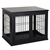 PawHut Dog Crate Furniture, Small Dog Cage End Table with Two Opening Sides, Lockable Door, Puppy Kennel Indoor, Cute and Decorative, Black PawHut
