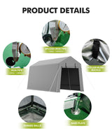 7 x 10 ft Portable Carport, Storage Shed with Heavy Duty Waterproof Tarp & 2 Roll-Up Zipper Doors, Ideal Tent for Motorcycles, Bikes, Garden Tools, and Firewood Hipicute