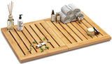 Waterproof Bamboo Bath Mat for Shower, Foldable | Non-Slip | Heavy Duty, Wooden Bath Mat, Floor Mat and Doormat for Indoor Outdoor, 23.4in x 15.6in viewcare