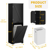 DWVO Tilt Out Laundry Hamper - 53" Tall Bathroom Storage Cabinet Laundry Cabinet with Adjustable Shelves and Clothes Basket, Laundry Hamper Shelf for Laundry Room Bathroom Organizer, Black DWVO