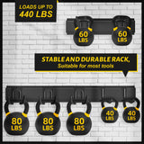 Suemoss Garage Tool Organizer Wall Mount, 48 Inches Garden Tool Organizer with Adjustable Hooks, Metal Garage Storage Rack Max Loading 440lbs, Tool Holder for Hanging Rake Broom Mop Snowboard Suemoss