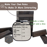 Juegoal 54 Pieces Giant Tumble Tower Blocks Game Giant Wood Stacking Game with 1 Dice Set, Gameboard, Canvas Bag for Adult, Kids, Family, Grey Juegoal